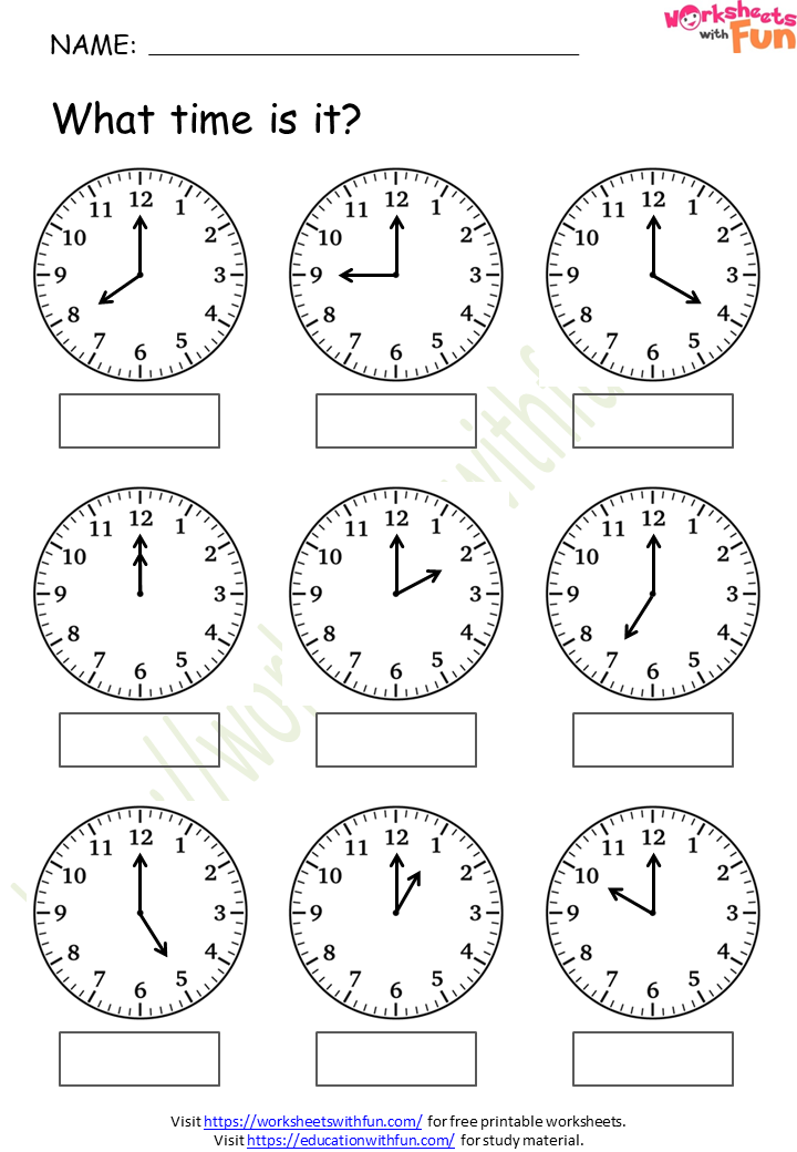 Mathematics preschool time o clock worksheet 2 wwf